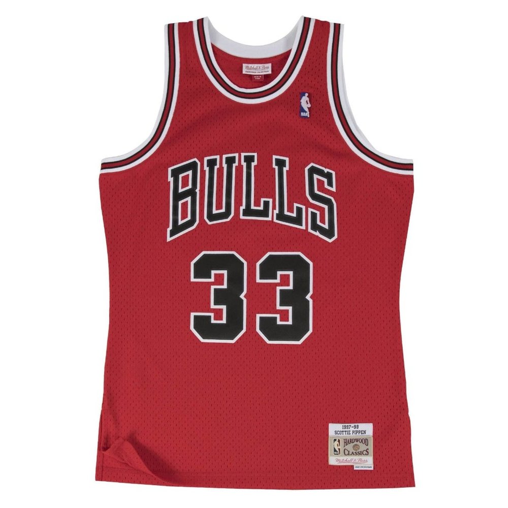 🆕 Mitchell & Ness Chicago Bulls Scottie Pippen 1997-98 Swingman Red Away Jersey